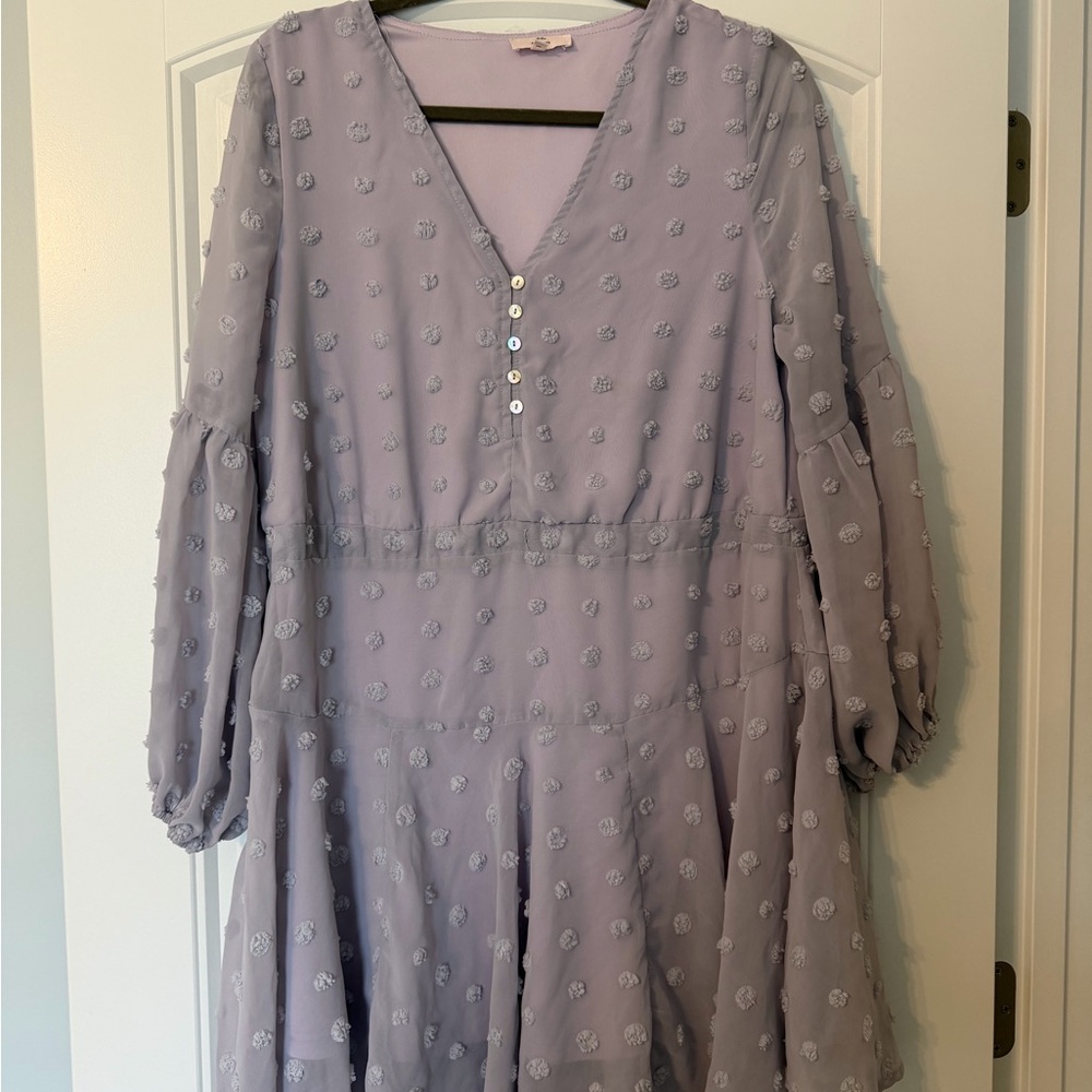 Entro Lilac V-Neck Dress with Embroidery